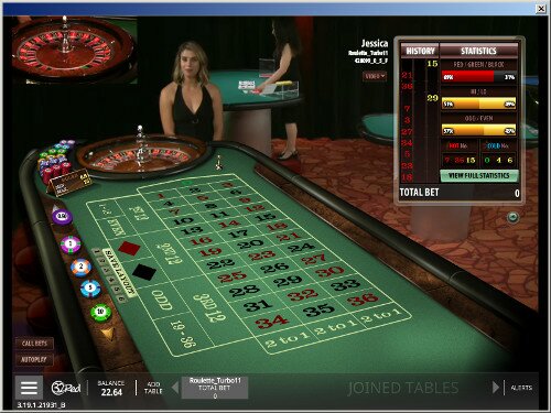 A screenshot of 32Red's Live Roulette.